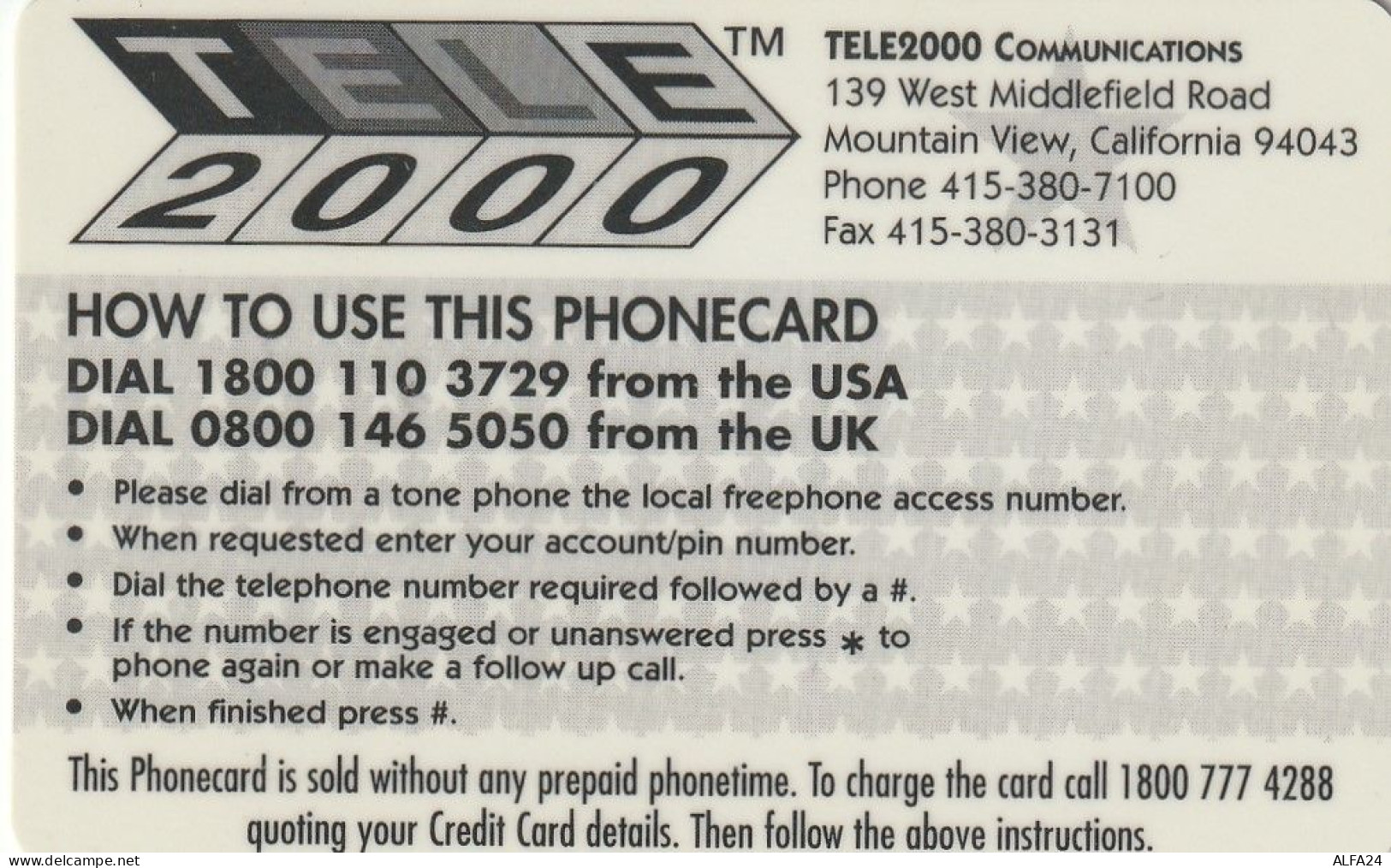 PREPAID PHONE CARD STATI UNITI LADY DIANA (CV5084 - Personnages