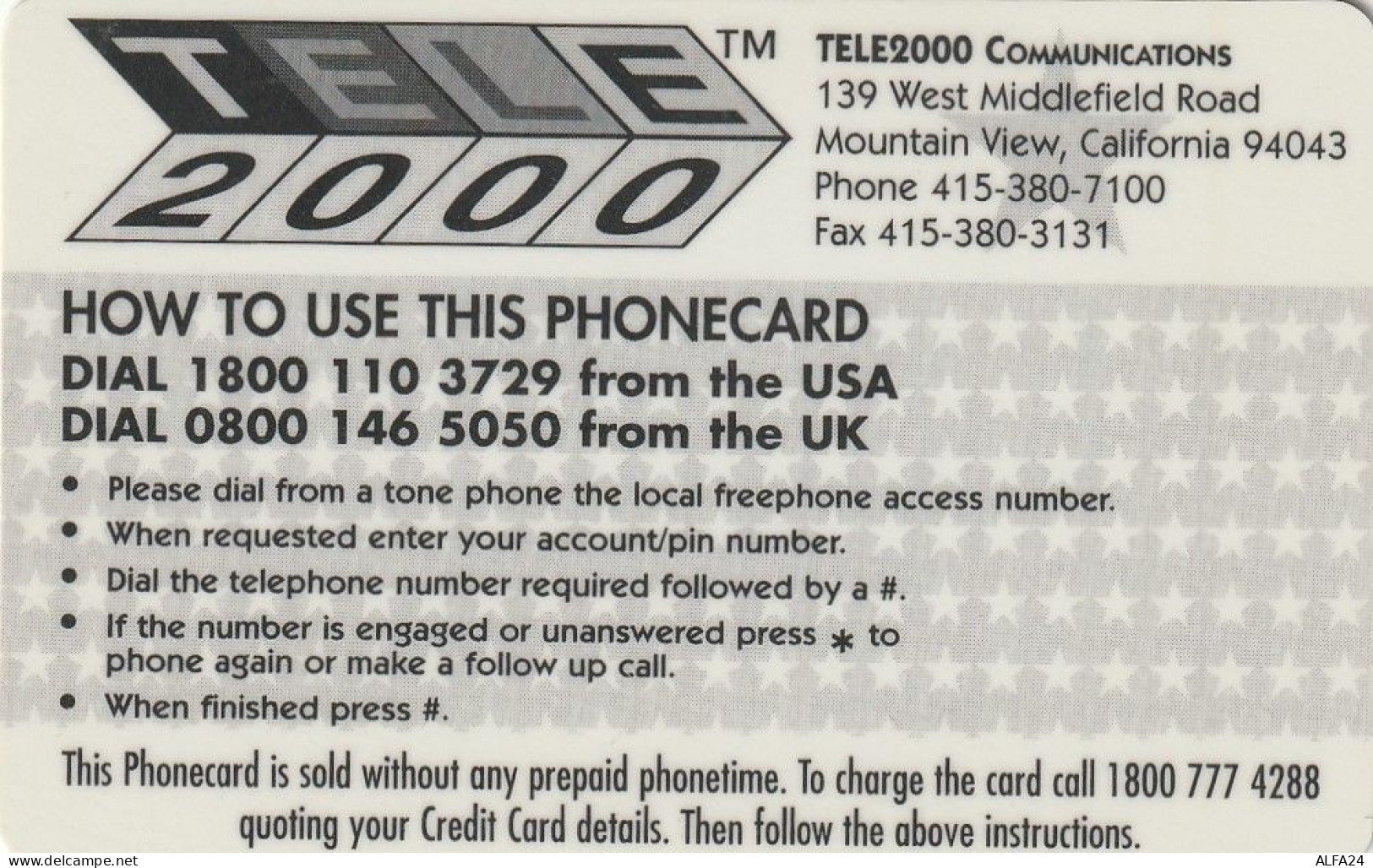 PREPAID PHONE CARD STATI UNITI LADY DIANA (CV5078 - Characters