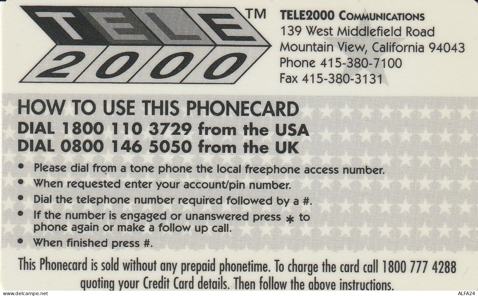 PREPAID PHONE CARD STATI UNITI LADY DIANA (CV5066 - Personnages