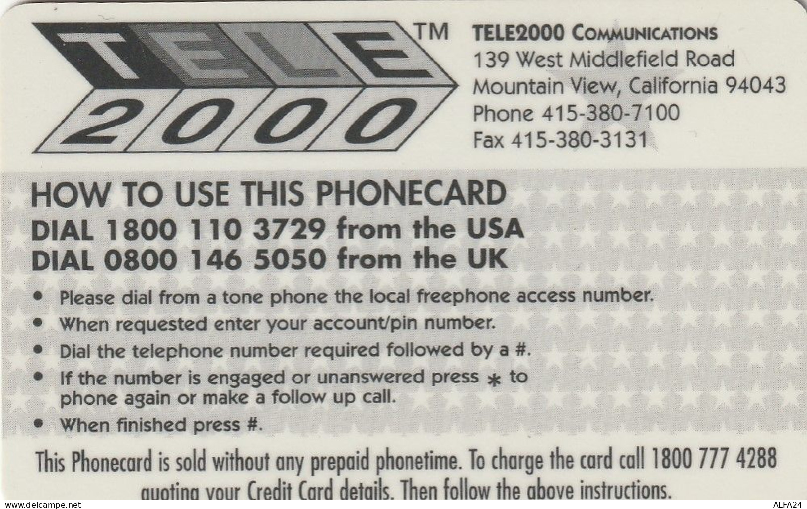 PREPAID PHONE CARD STATI UNITI XFILE (CV5008 - Cine