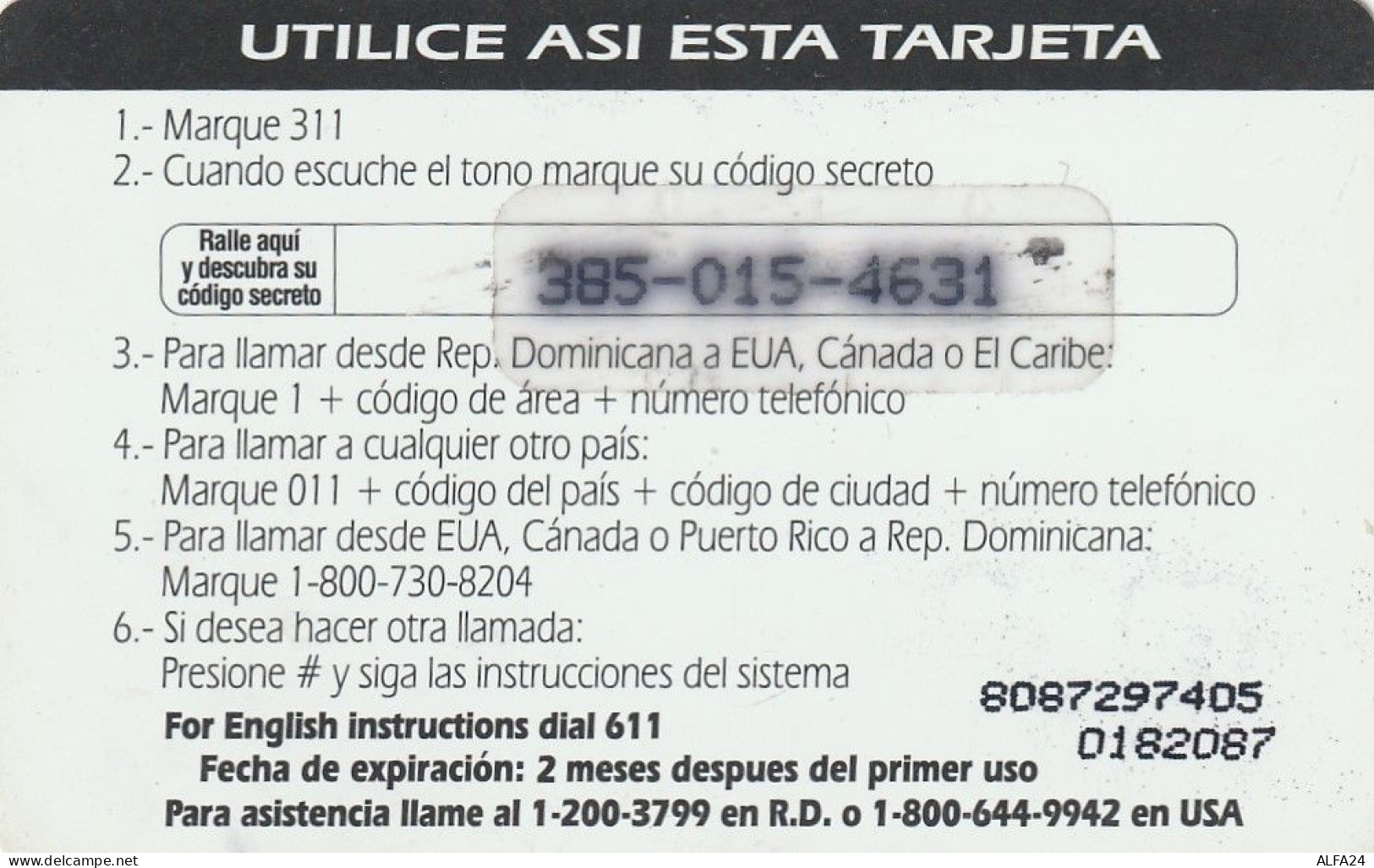 PREPAID PHONE CARD REPUBBLICA DOMINICANA  (CV5936 - Dominicana