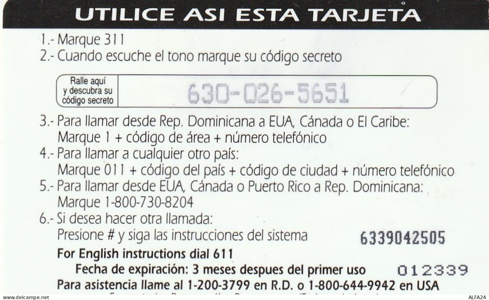 PREPAID PHONE CARD REPUBBLICA DOMINICANA  (CV5932 - Dominicaine