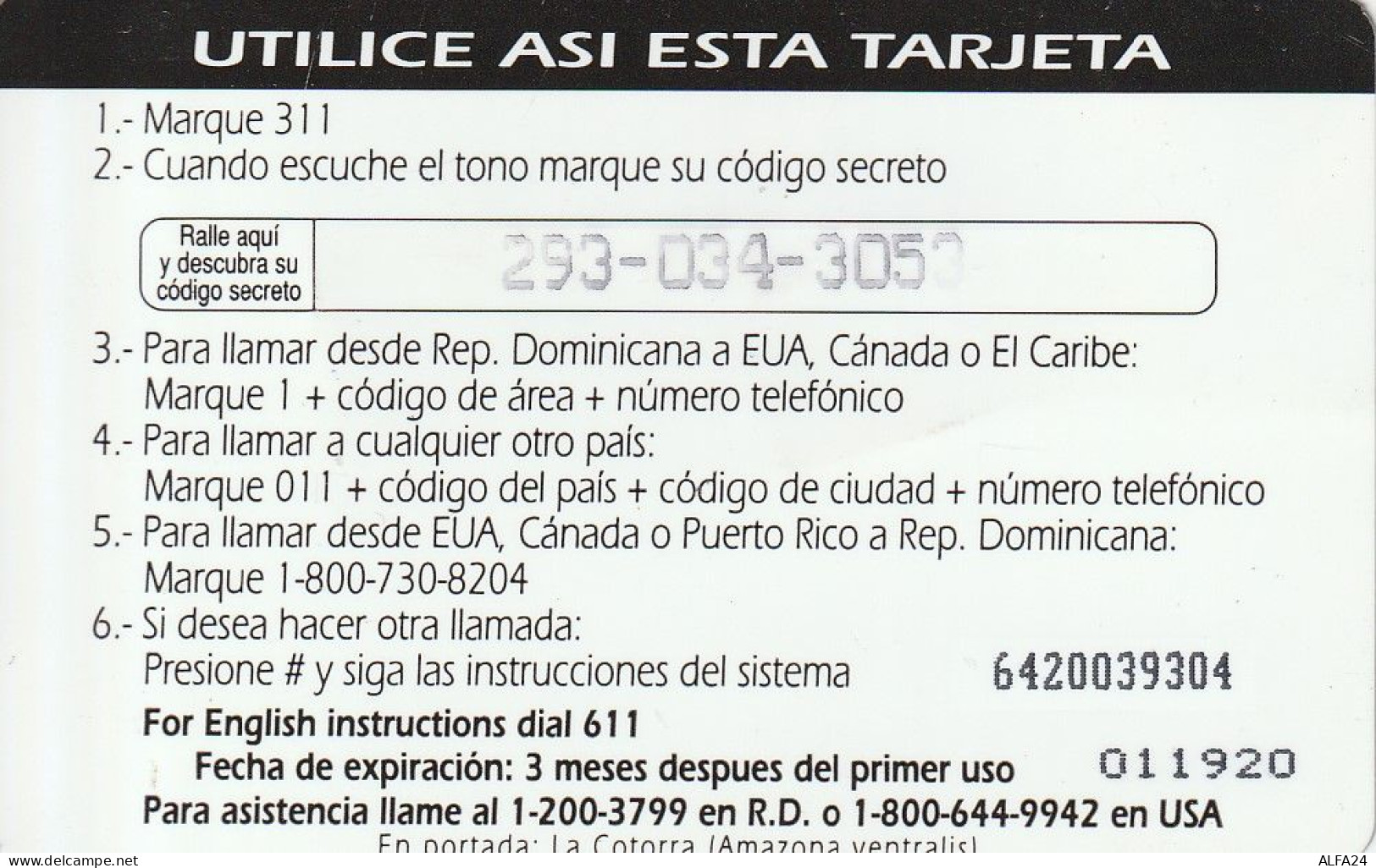 PREPAID PHONE CARD REPUBBLICA DOMINICANA  (CV5933 - Dominicaine