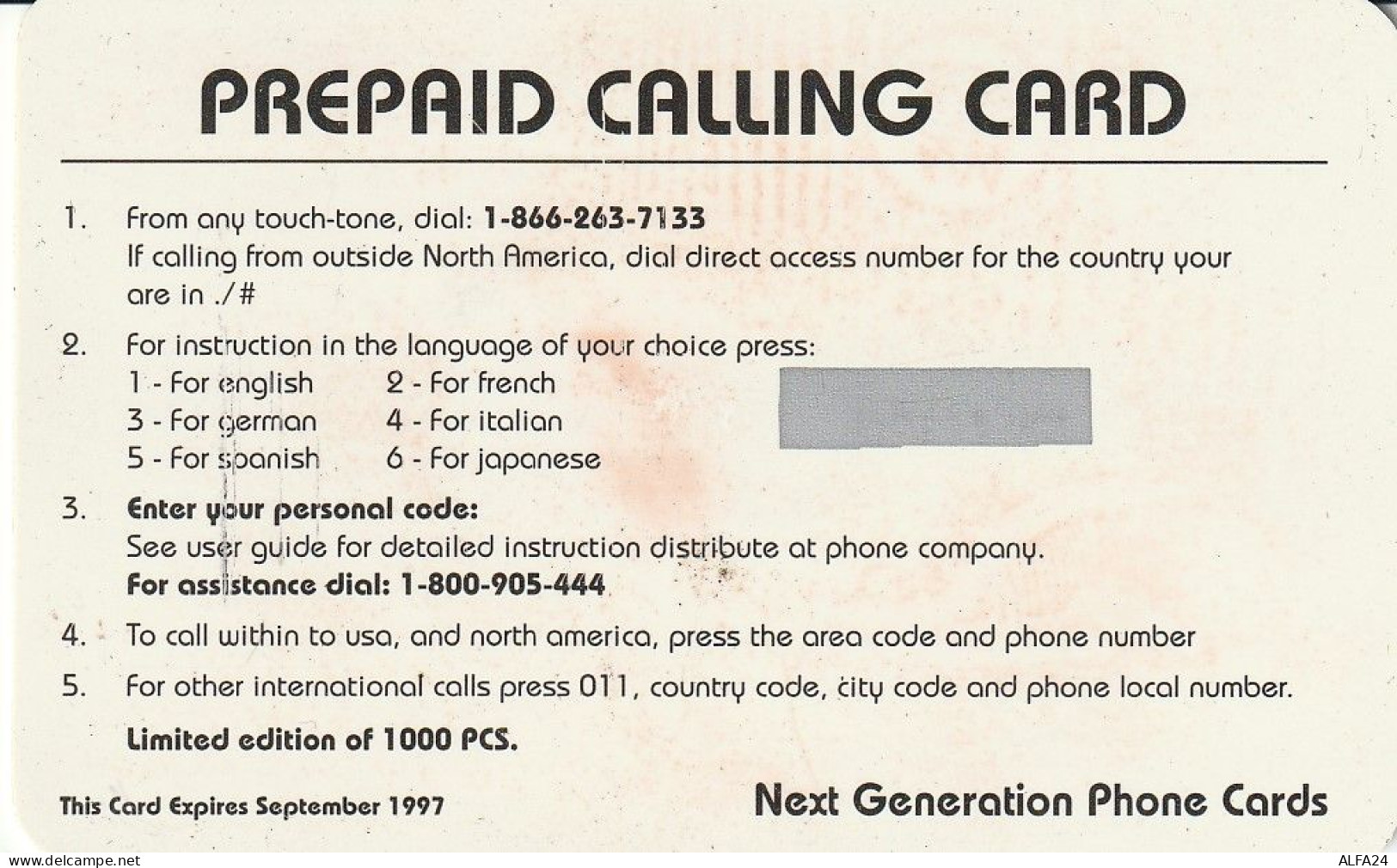 PREPAID PHONE CARD STATI UNITI AUTO (CV5618 - Auto's