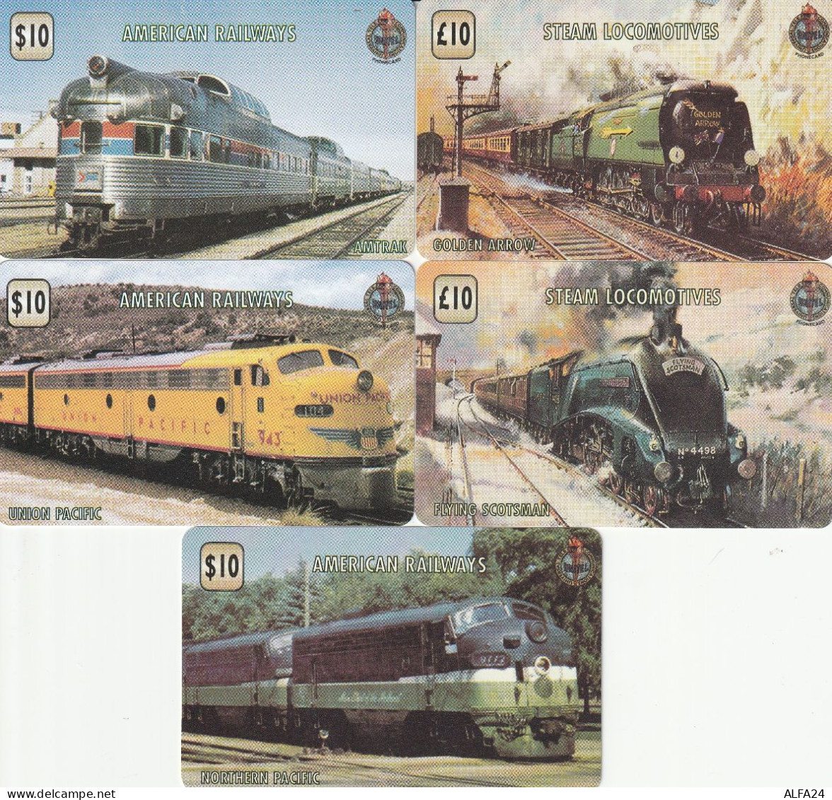 5 PREPAID PHONE CARDS TRENI (CV5594 - Trenes