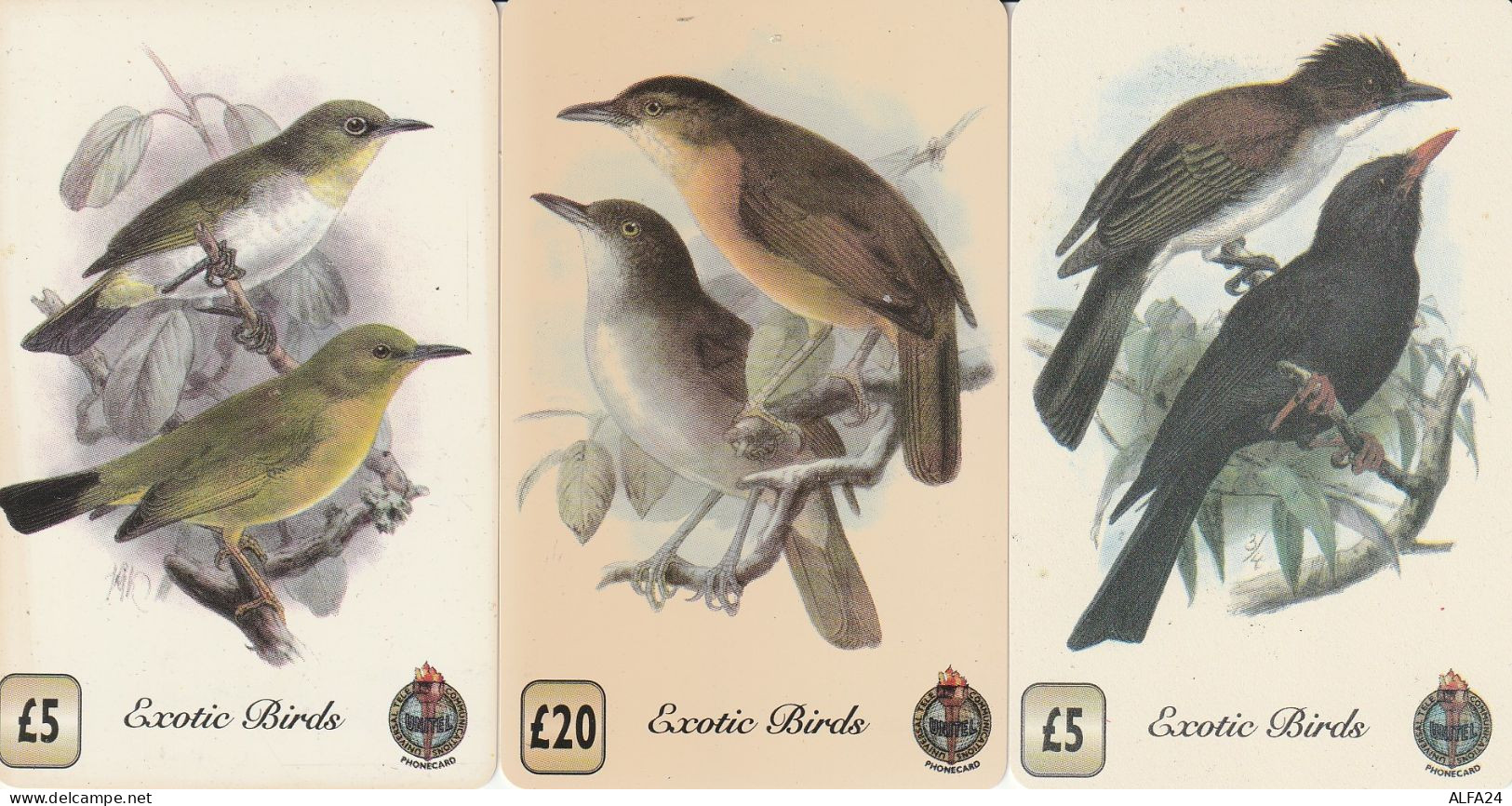 3 PREPAID PHONE CARDS UCCELLI (CV5576 - Songbirds & Tree Dwellers