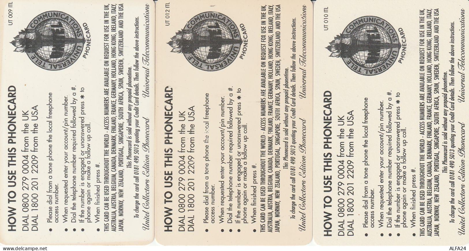 3 PREPAID PHONE CARDS UCCELLI (CV5576 - Songbirds & Tree Dwellers