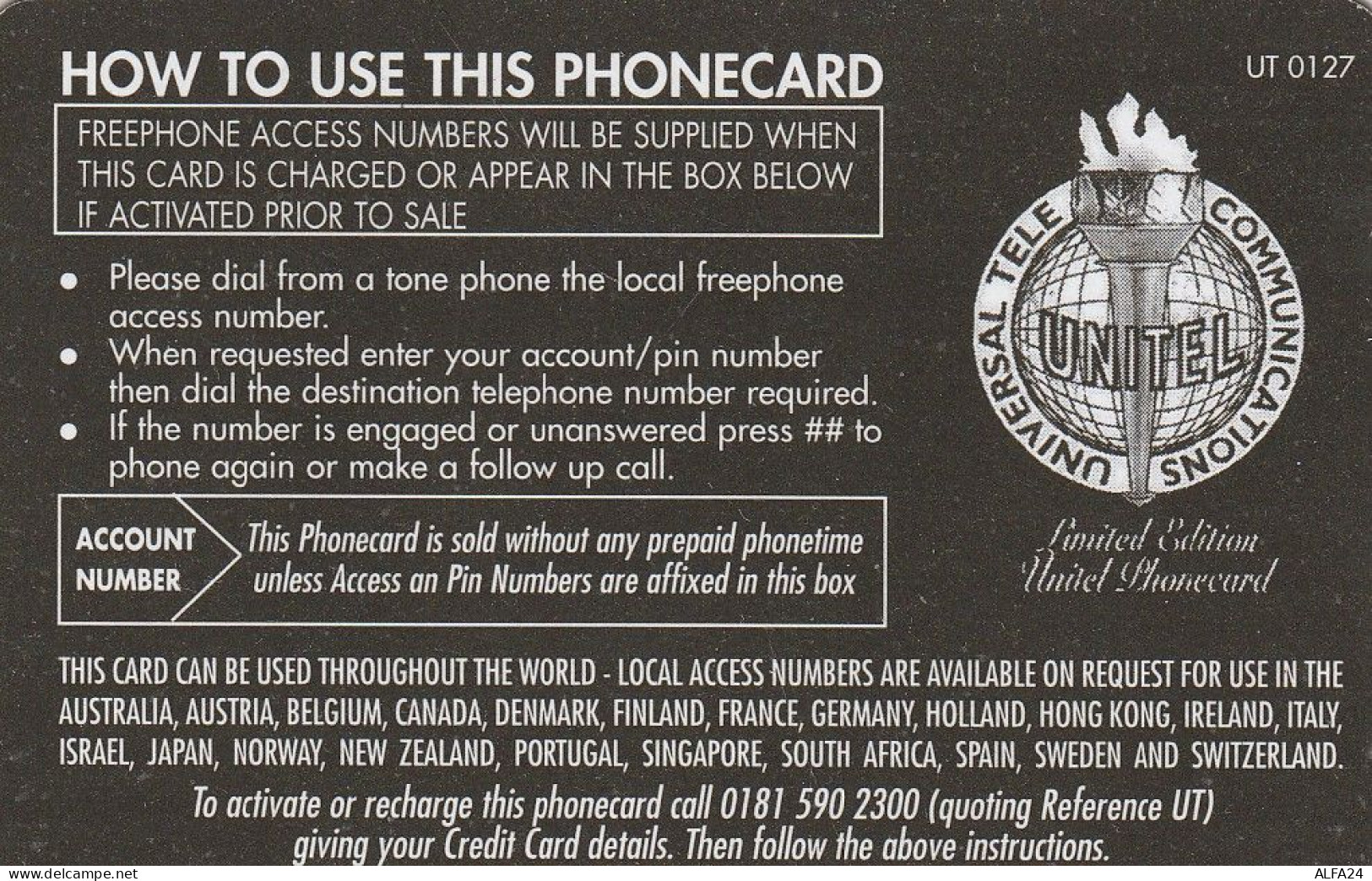 PREPAID PHONE CARD UK DISNEY (CV5523 - Disney