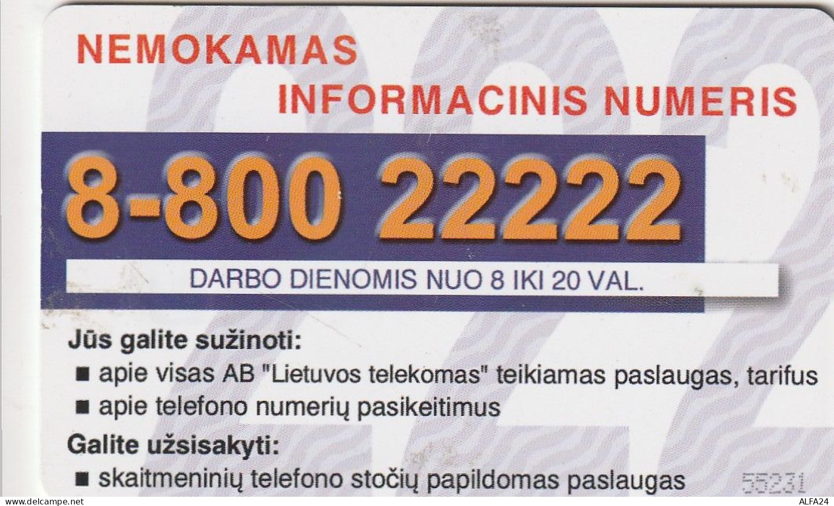 PHONE CARD LITUANIA  (CV7053 - Lituanie