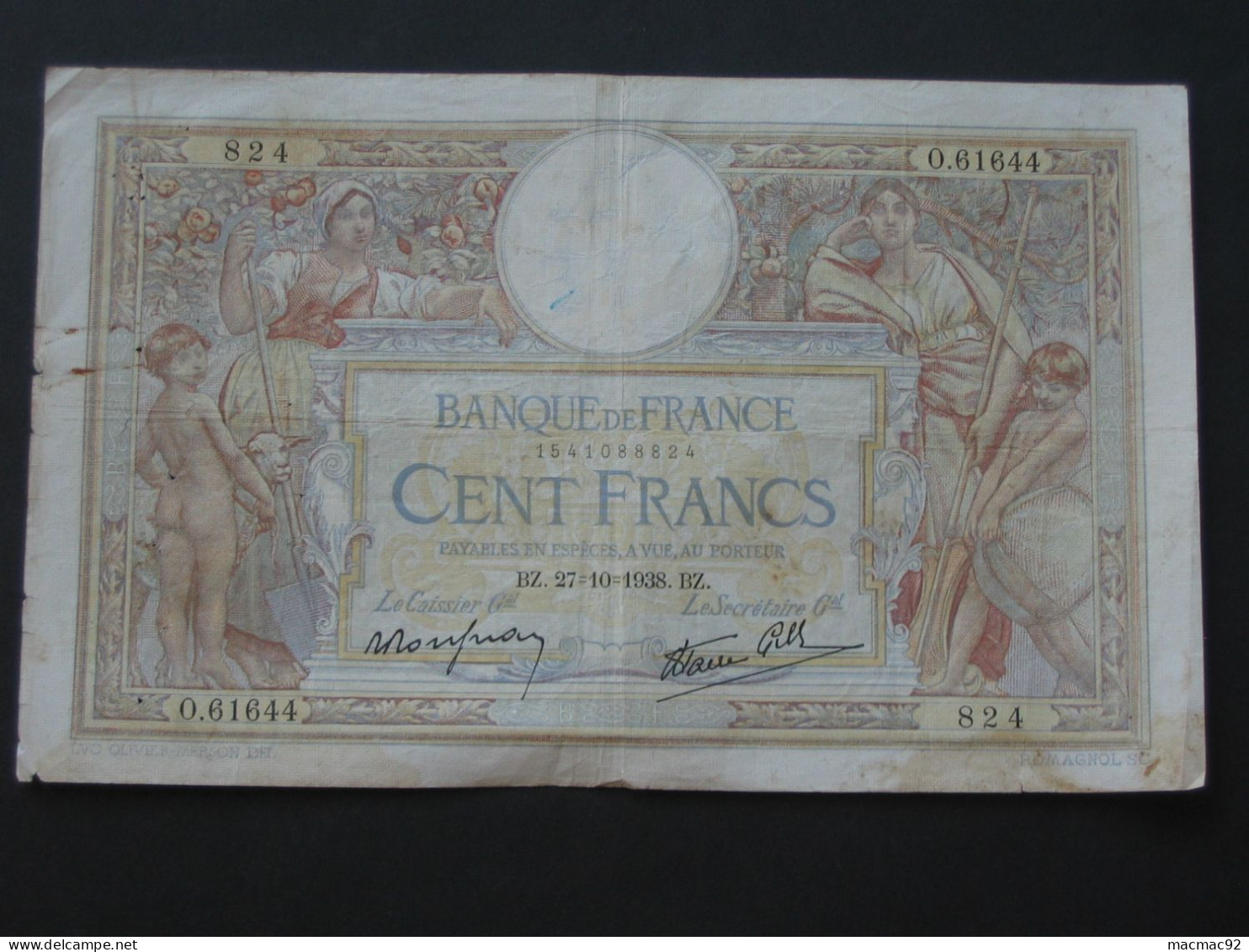 100 Cent Francs - LUC OLVIER MERSON   27=10=1938  **** EN ACHAT IMMEDIAT **** - 100 F 1908-1939 ''Luc Olivier Merson''