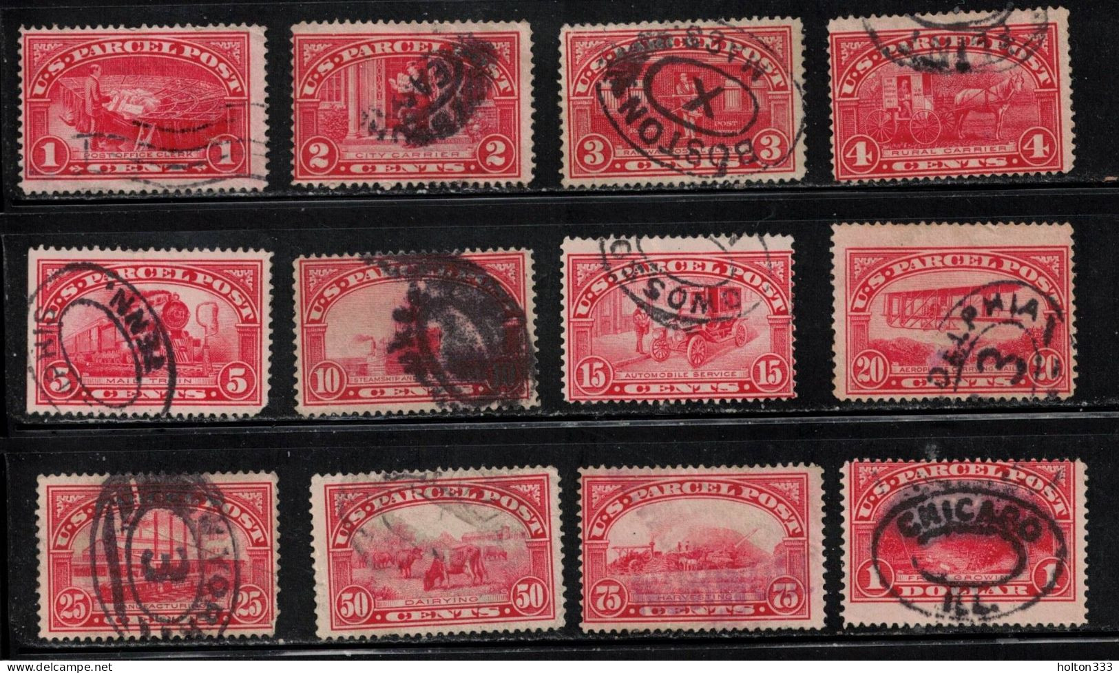 USA Scott # Q1-12 Used - Parcel Post Complete Set - CV $208 - Reisgoedzegels