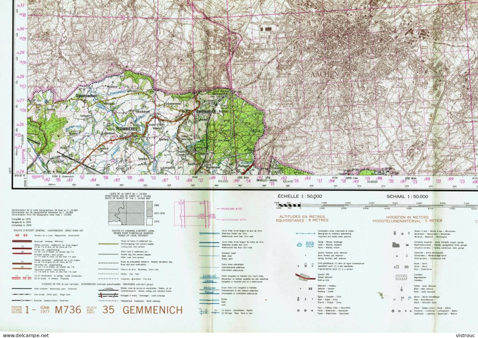 Institut Géographique Militaire Be - "GEMMENICH" - N° 35 - Edition: 1977 - Echelle 1/50.000 - Topographical Maps