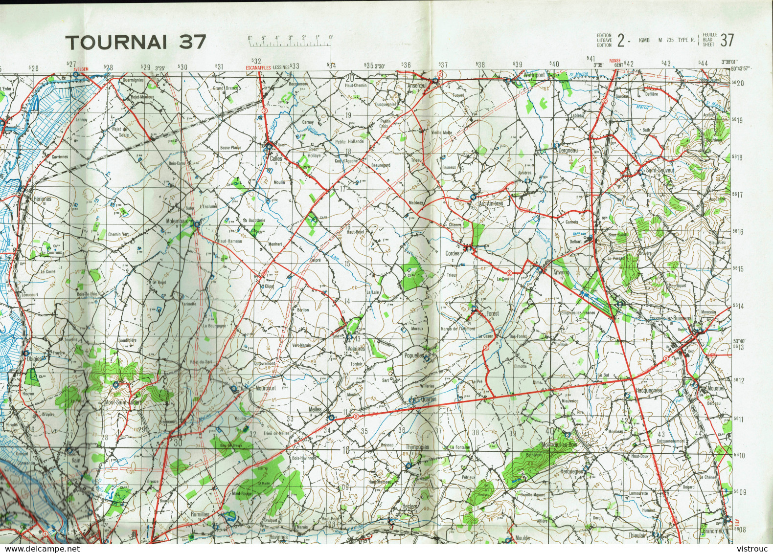 Institut Géographique Militaire Be - "TOURNAI" - N° 37 - Edition: 1963 - Echelle 1/50.000 - Topographische Karten