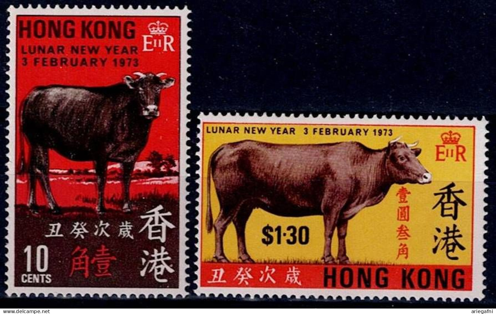 HONG KONG 1973 CHINESE NEW YEAR YEAR OF THE OX MI No 266-7 MNH VF!! - Unused Stamps