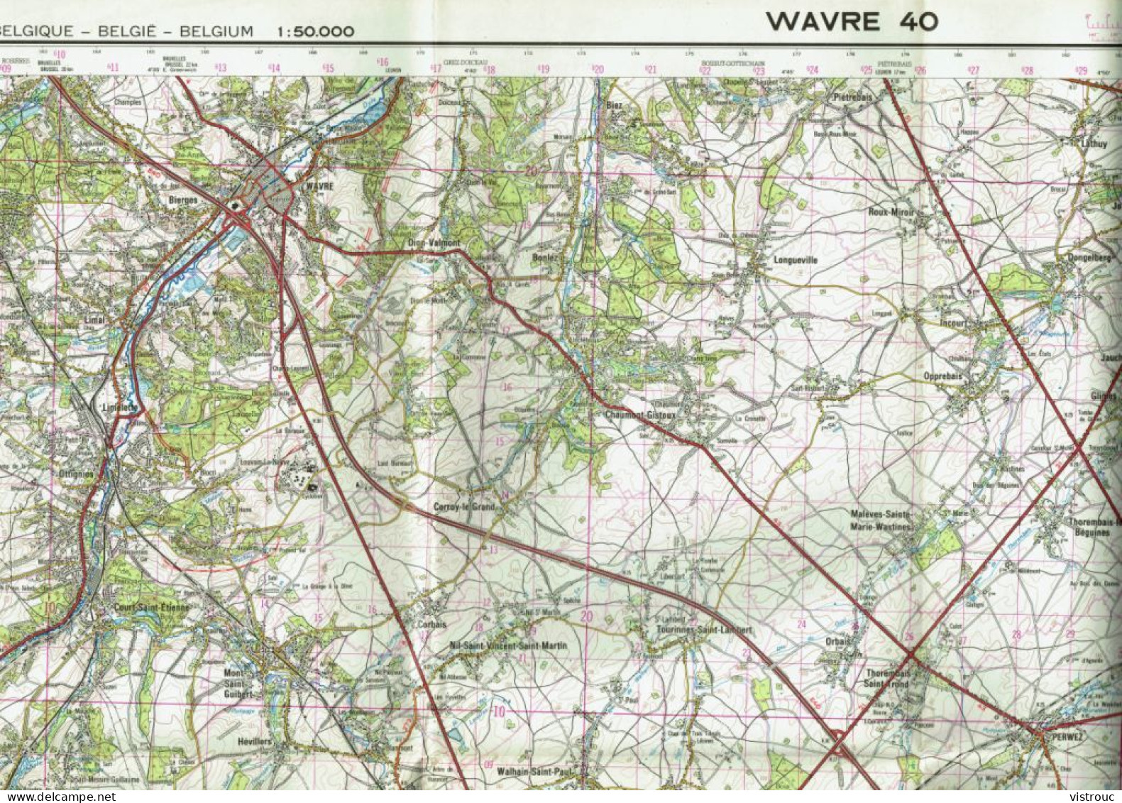 Institut Géographique Militaire Be - "WAVRE" - N° 40 - Edition: 1974 - Echelle 1/50.000 - Mapas Topográficas