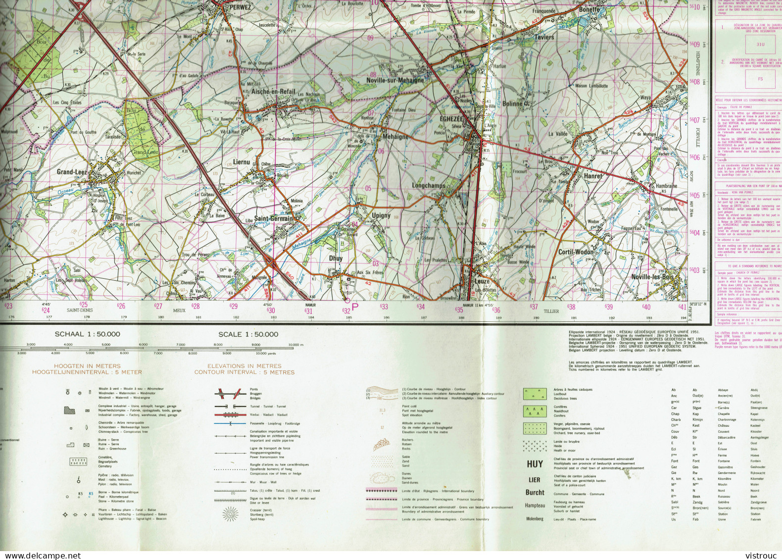 Institut Géographique Militaire Be - "WAVRE" - N° 40 - Edition: 1974 - Echelle 1/50.000 - Carte Topografiche