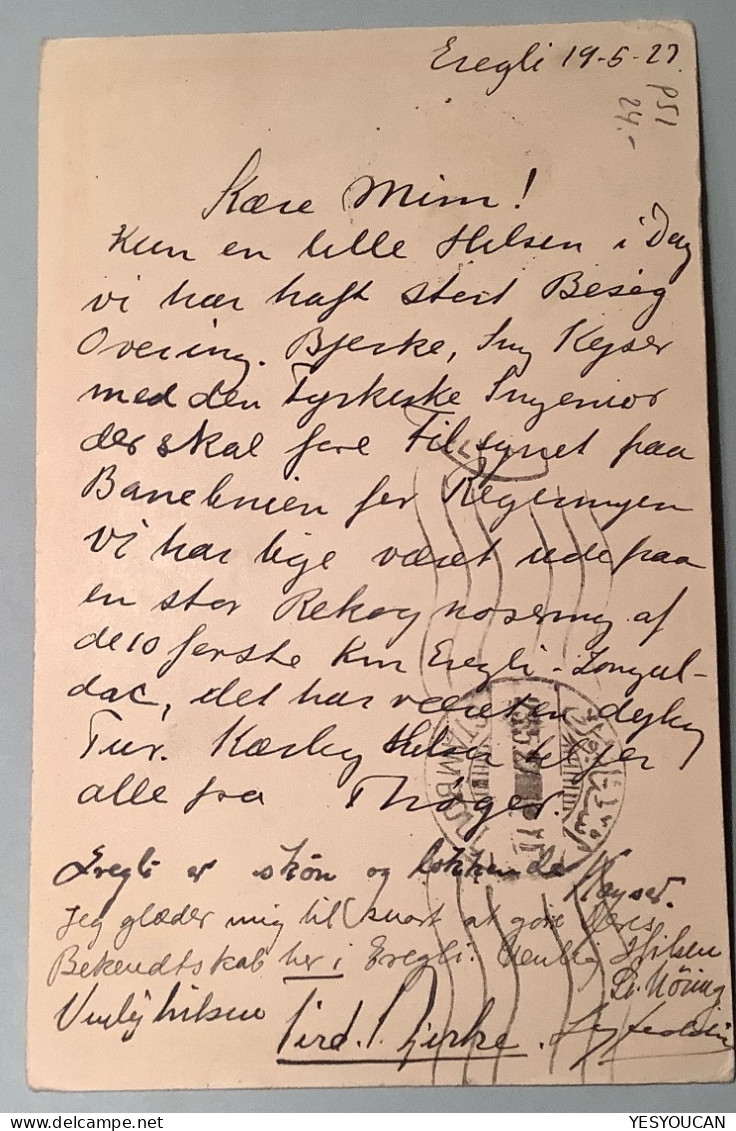 EREKLI-BAHR-SIAH 1927 (Eregli, Konia, Zonguldak) Turkey 6k Postal Stationery>Norresundby  (metalsmith Forgeron Loup Wolf - Entiers Postaux