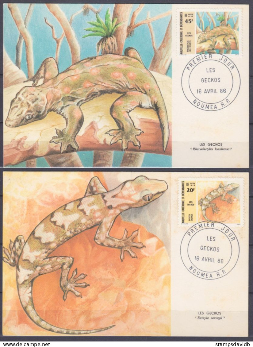 1986 New Caledonia 779-780 Maximum Card Reptiles / Lizards 5,00 € - Cartoline Maximum