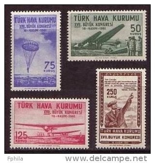 1961 TURKEY THE 17TH GRAND CONGRESS OF TURKISH AIR ASSOCIATION MINT WITHOUT GUM - Timbres De Bienfaisance