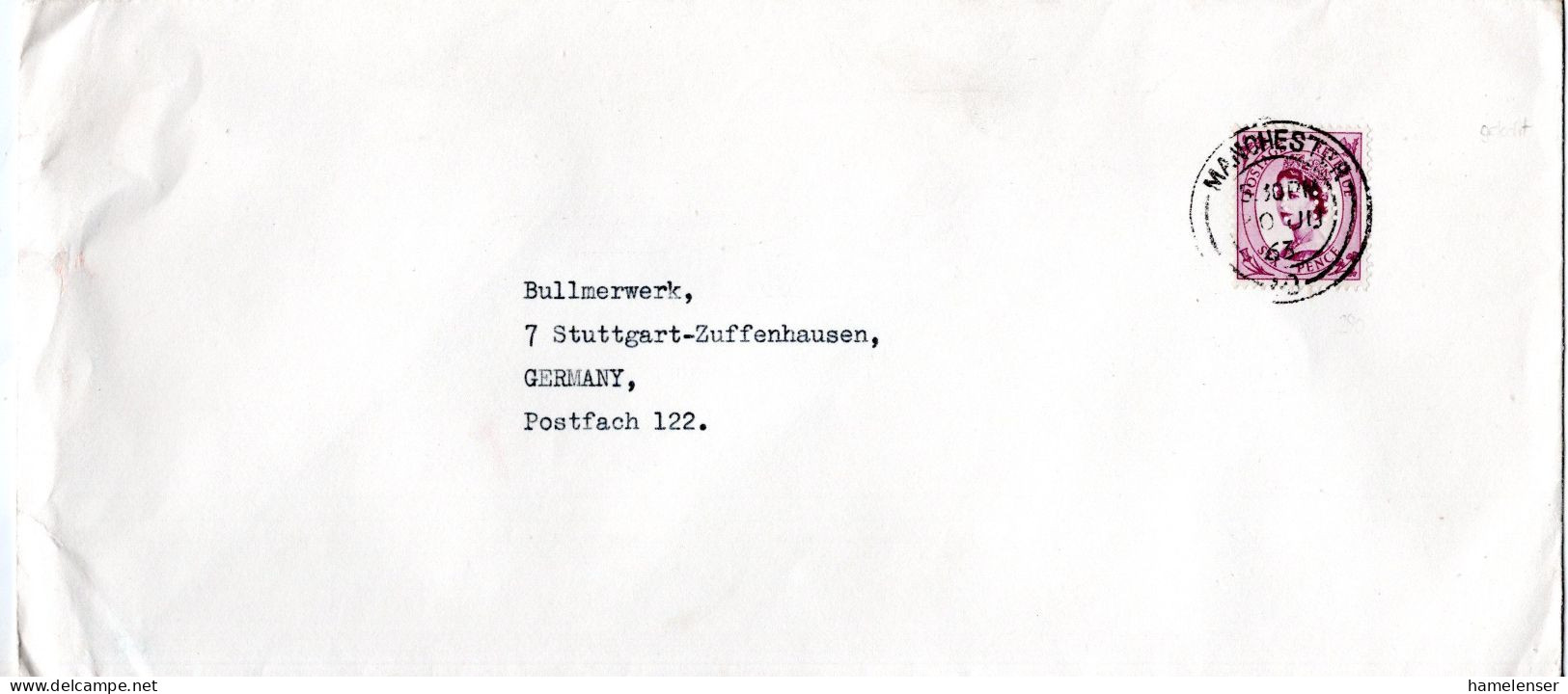 L73390 - Grossbritannien - 1963 - 6d Wilding (perfin!) EF A Bf MANCHESTER -> Westdeutschland - Lettres & Documents