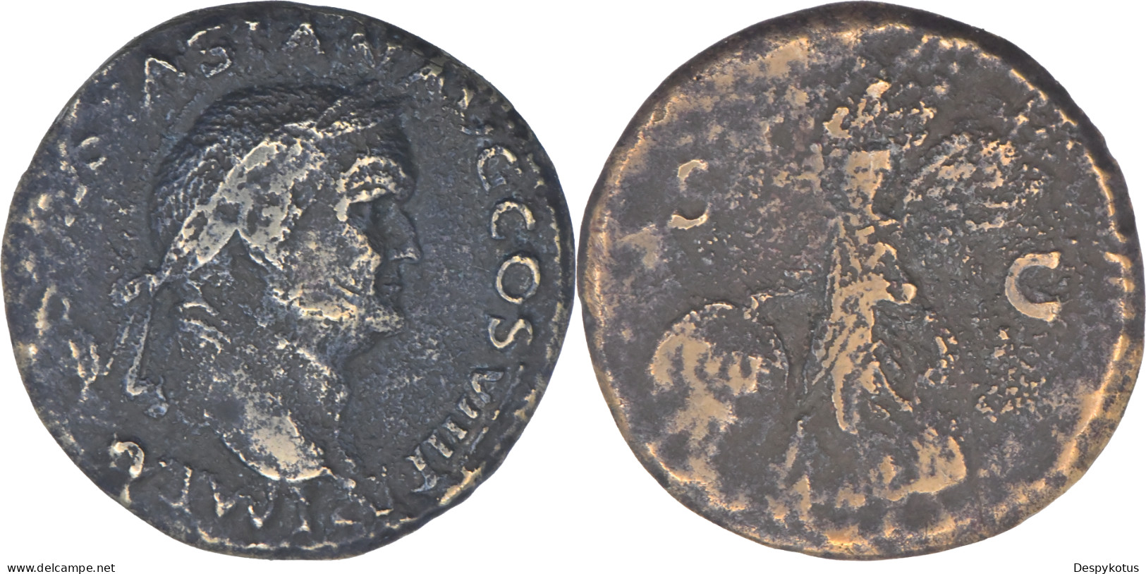 ROME - Dupondius - VESPASIEN - 76 AD - Victoire Portant Bouclier SPQR - RIC.757b - 17-175 - La Dinastia Flavia (69 / 96)
