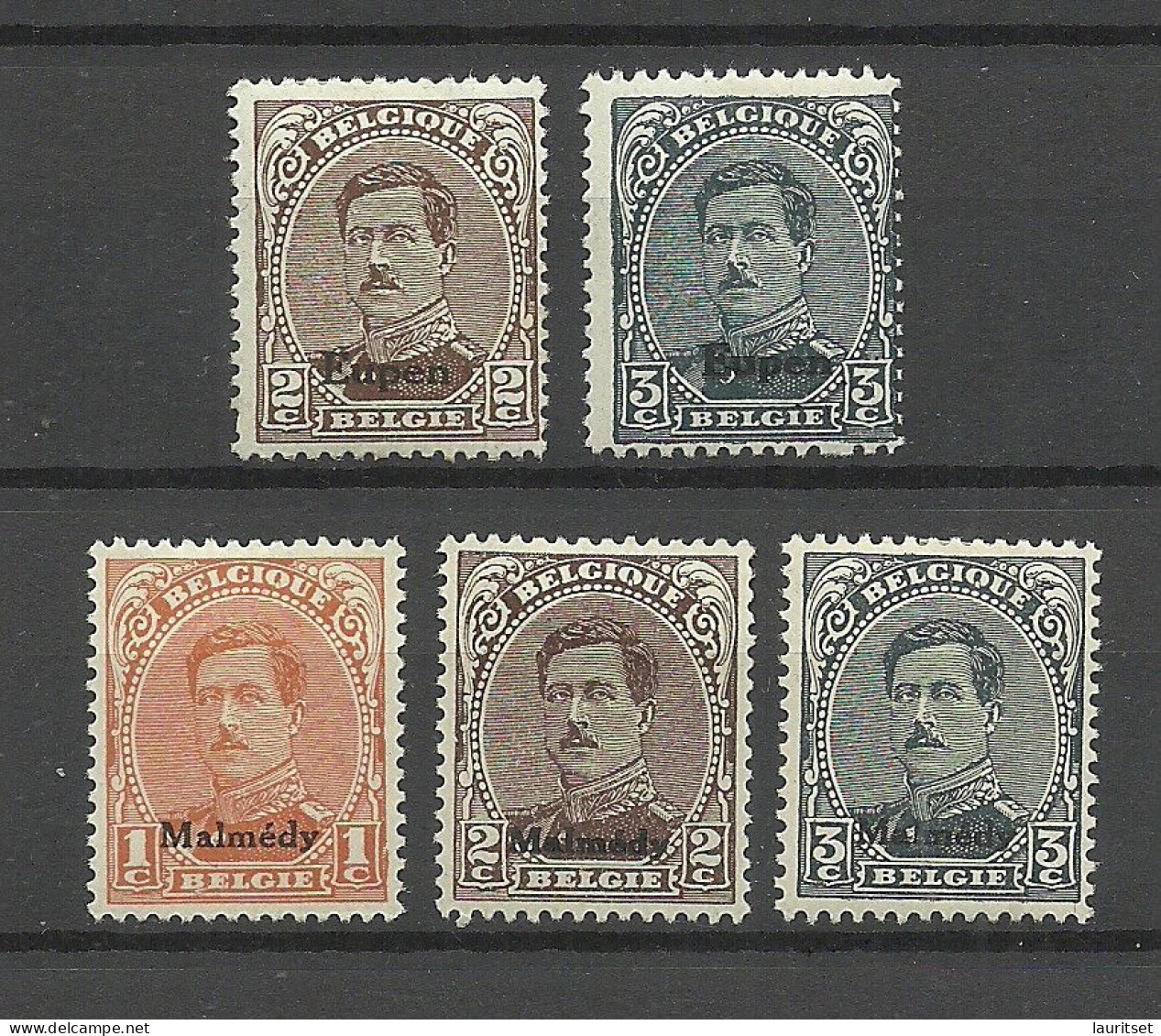 BELGIEN Belgium Belgique Eupen 1920 = 5 Stamps From Set Michel 1 - 14 * - OC55/105 Eupen & Malmédy
