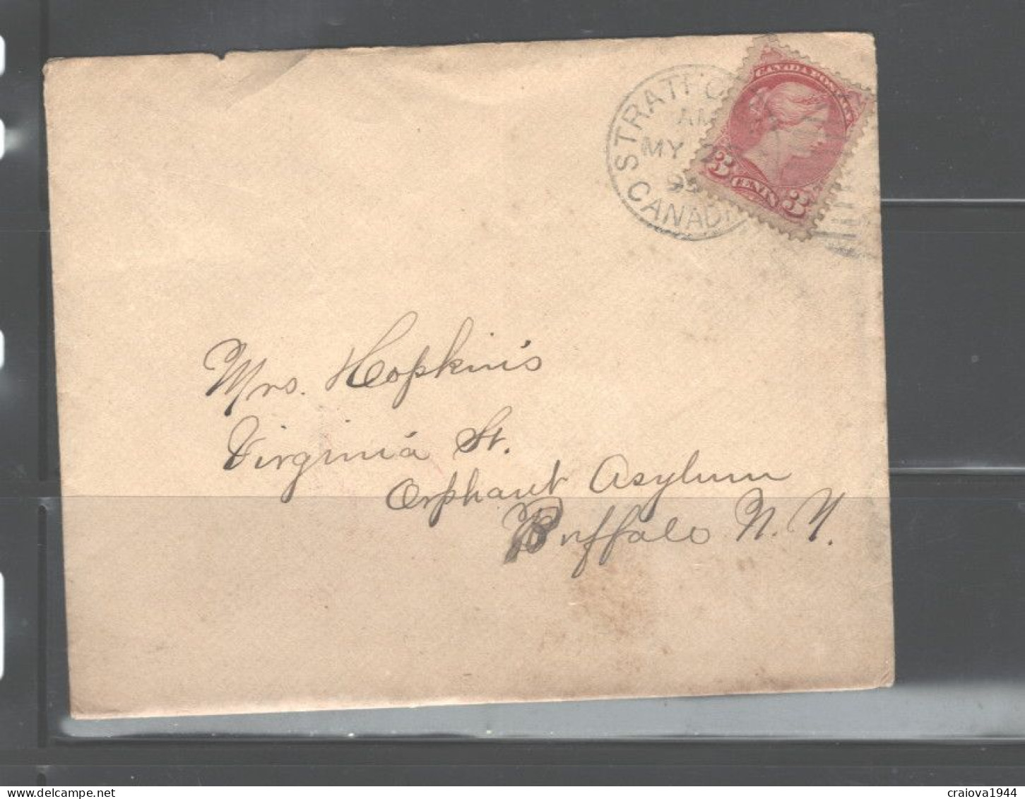 CANADA #37b Perf.12 ON COVER STRATFORD 05/28/1893 TO BUFFALO 05/29/1893 - Lettres & Documents