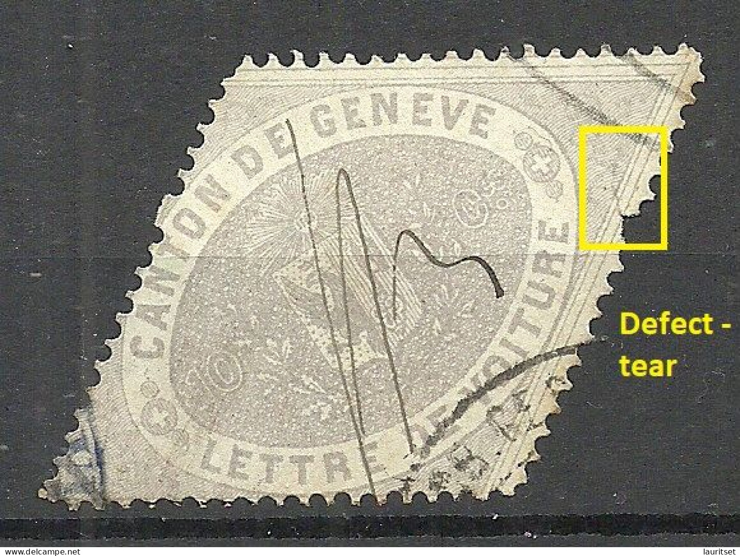 SCHWEIZ Switzerland Canton De Geneve Lettre De Voiture O NB! Small Defect - Tear/Einriss At Margin! - 1843-1852 Timbres Cantonaux Et  Fédéraux