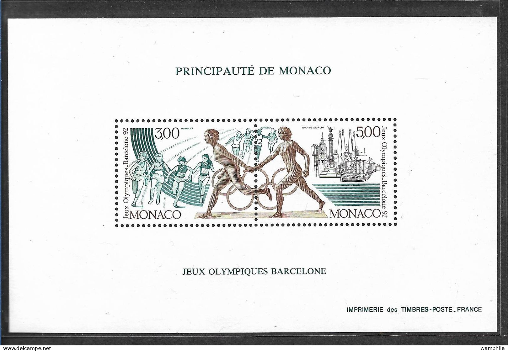 Monaco Bloc Spécial Gommé N°16**, Timbre N°1771/1773 Jeux Olympiques De Barcelone Cote 250€. - Variétés