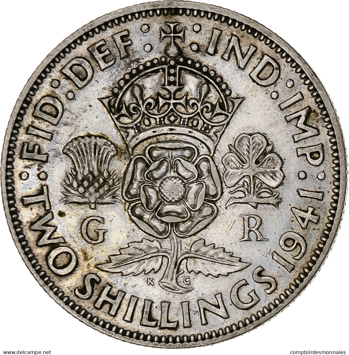 Grande-Bretagne, George VI, Florin, Two Shillings, 1941, TTB, Argent, KM:855 - J. 1 Florin / 2 Schillings