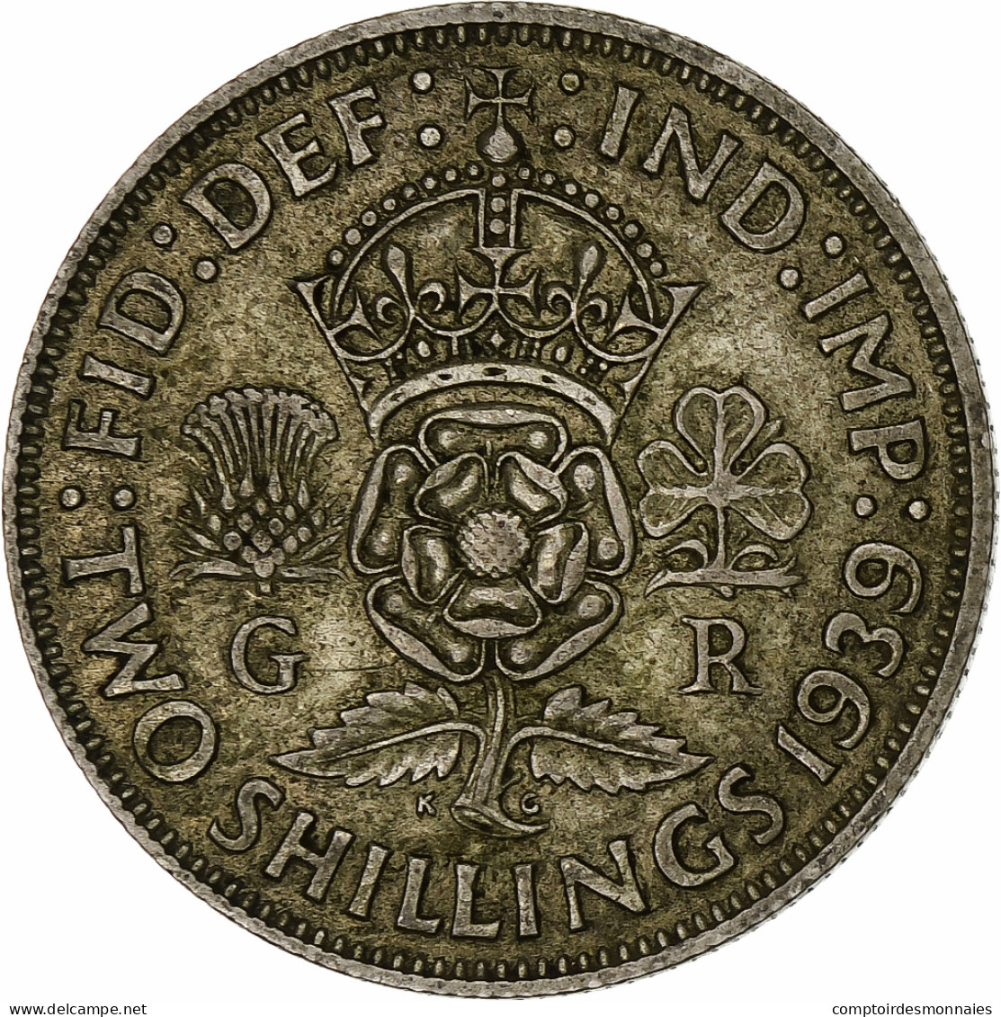 Grande-Bretagne, George VI, Florin, Two Shillings, 1939, TTB, Argent, KM:855 - J. 1 Florin / 2 Schillings
