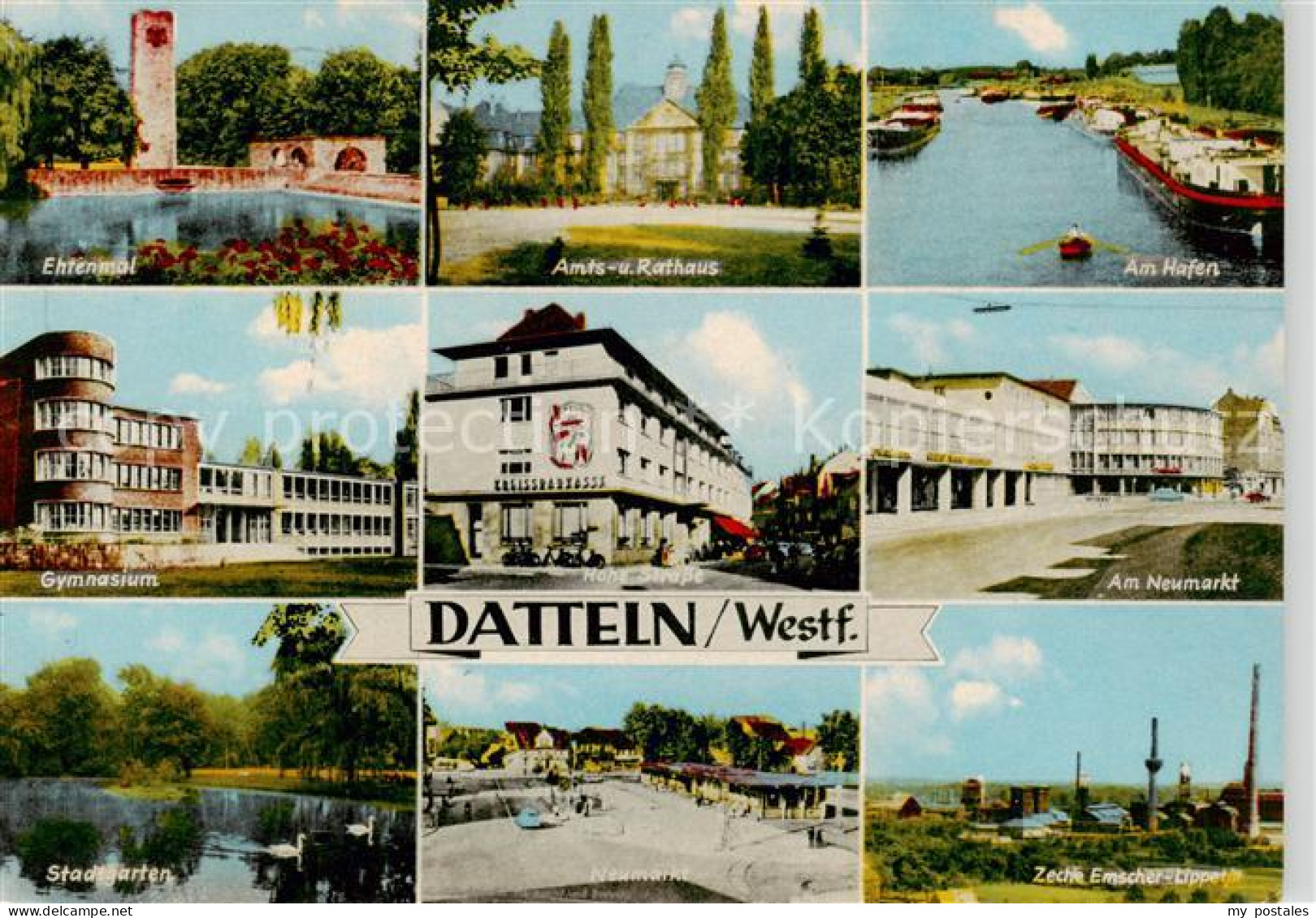 73865500 Datteln Ehrenmal Amtshaus Rathaus Hafen Gymnasium Hohe Strasse Neumarkt - Datteln