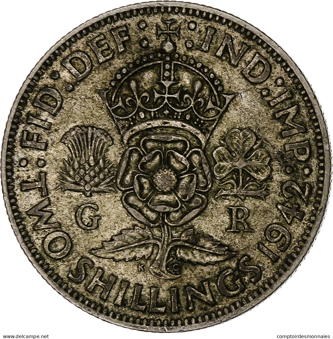 Grande-Bretagne, George VI, Florin, Two Shillings, 1942, TB+, Argent, KM:855 - J. 1 Florin / 2 Shillings
