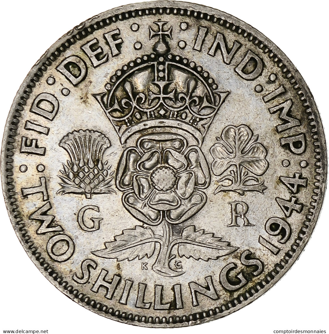 Grande-Bretagne, George VI, Florin, Two Shillings, 1944, TTB, Argent, KM:855 - J. 1 Florin / 2 Shillings