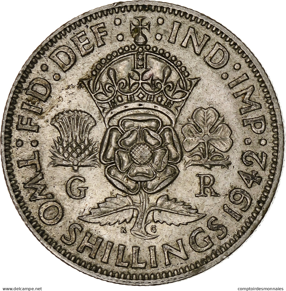 Grande-Bretagne, George VI, Florin, Two Shillings, 1942, TTB+, Argent, KM:855 - J. 1 Florin / 2 Shillings