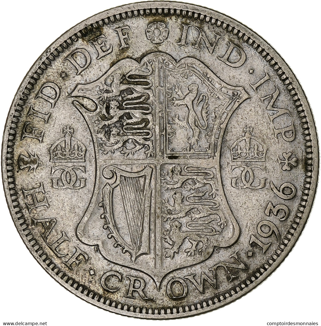 Grande-Bretagne, George V, 1/2 Crown, 1936, TB+, Argent, KM:835 - K. 1/2 Crown