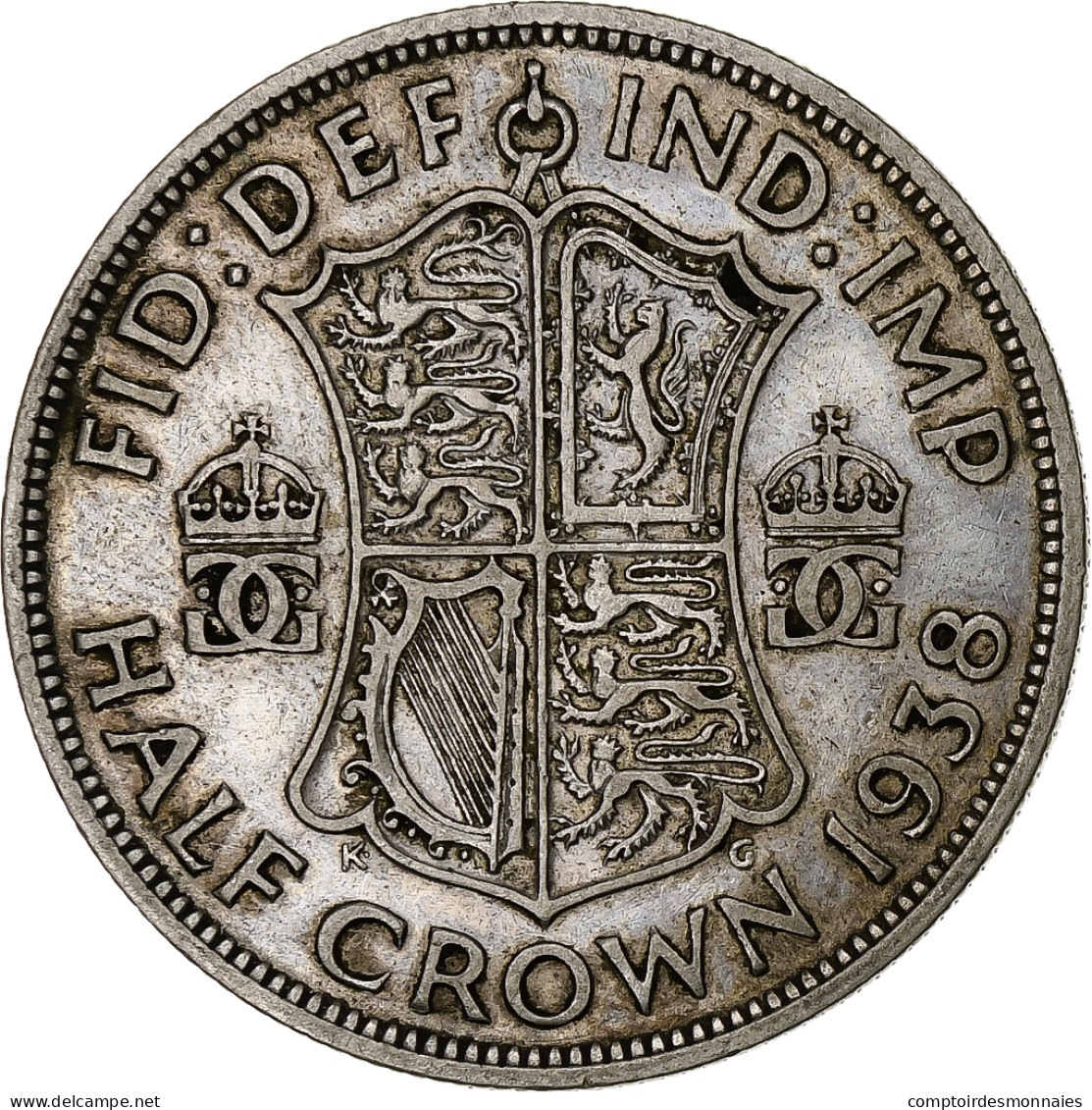 Grande-Bretagne, George VI, 1/2 Crown, 1938, TB+, Argent, KM:856 - K. 1/2 Crown