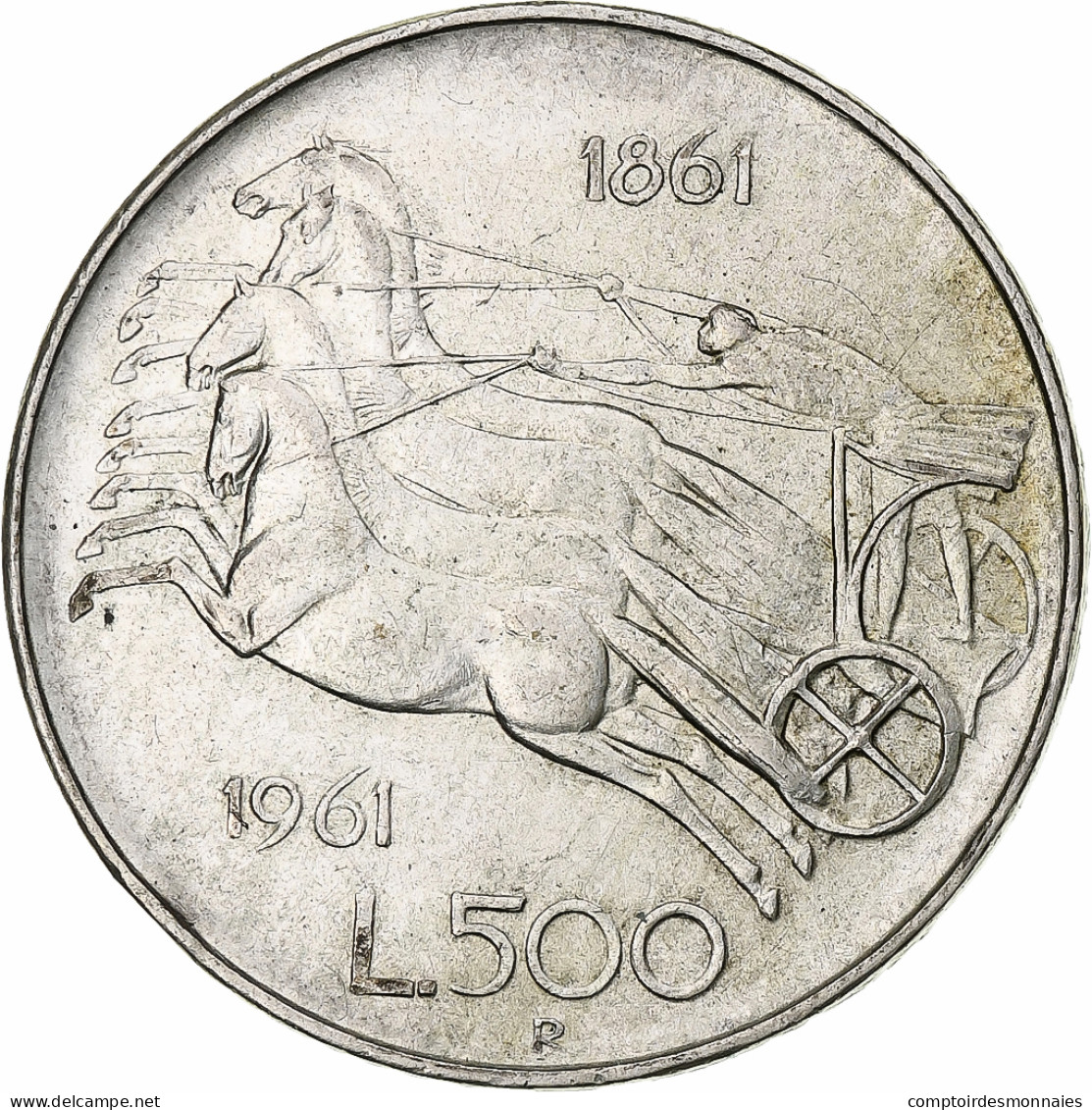 Italie, 500 Lire, 1961, Rome, TTB+, Argent, KM:99 - 500 Liras
