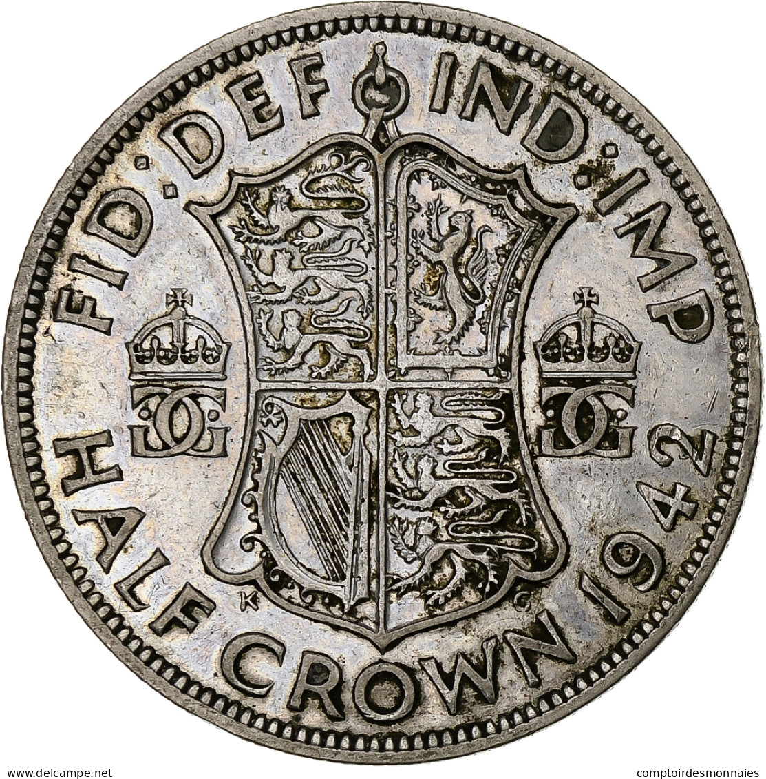 Grande-Bretagne, George VI, 1/2 Crown, 1942, TTB, Argent, KM:856 - K. 1/2 Crown