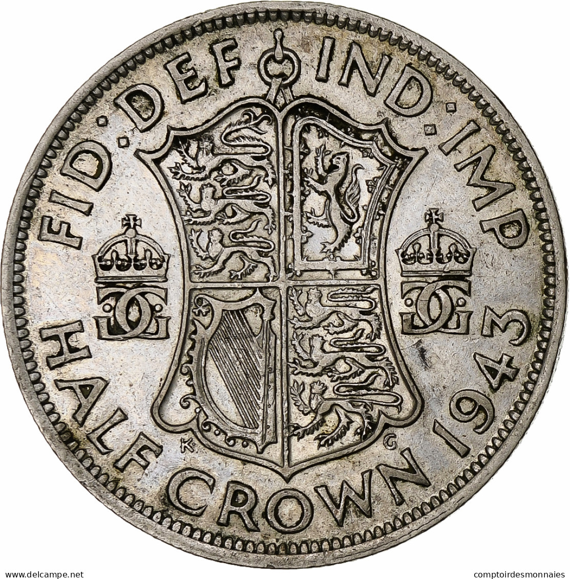 Grande-Bretagne, George VI, 1/2 Crown, 1943, TTB, Argent, KM:856 - K. 1/2 Crown