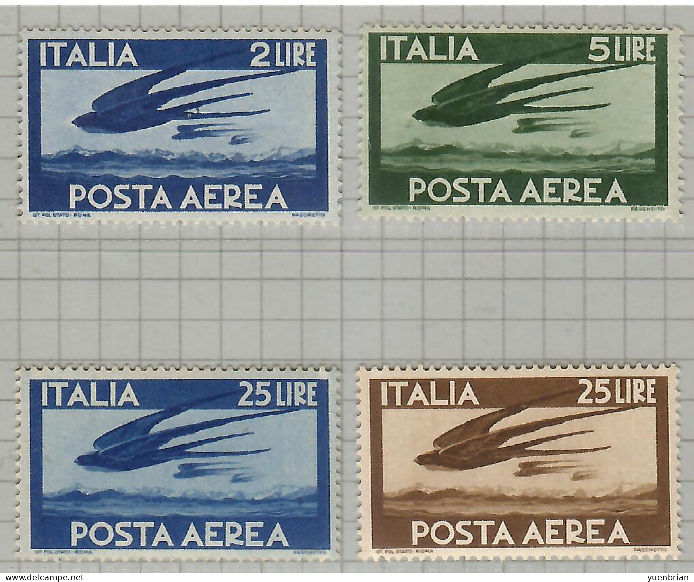 Italy 1945-1947, Bird, Birds, 4v, VLH - Swallows