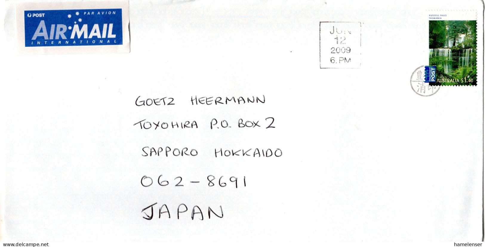 L73429 - Australien - 2009 - $1,40 Russell Falls EF A LpBf ... -> TOYOHIRA - Nachtraeglich Entwertet (Japan) - Briefe U. Dokumente