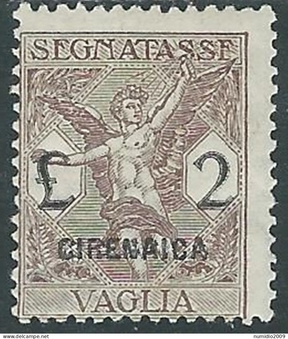 1924 CIRENAICA SEGNATASSE PER VAGLIA 2 LIRE MH * - I28-10 - Cirenaica