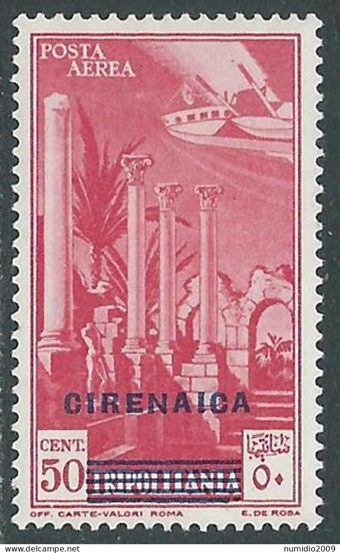 1932 CIRENAICA POSTA AEREA SOPRASTAMPATO 50 CENT MH * - I28-3 - Cirenaica