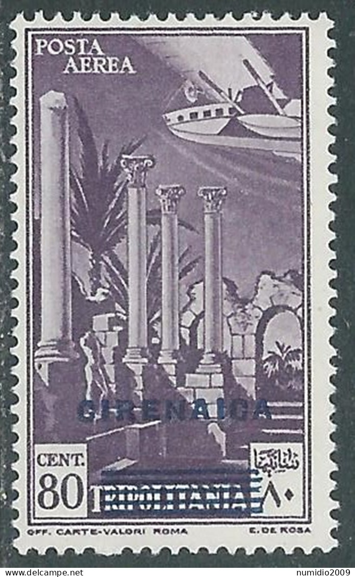 1932 CIRENAICA POSTA AEREA SOPRASTAMPATO 80 CENT MH * - I28-3 - Cirenaica