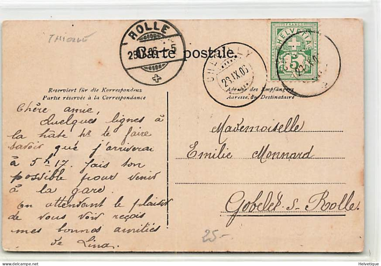 Cachet Rolle Scènes Vaudoises Sortie Du Bétail Au Chalet Jura 1907 Vaches Génisse - Thierrens