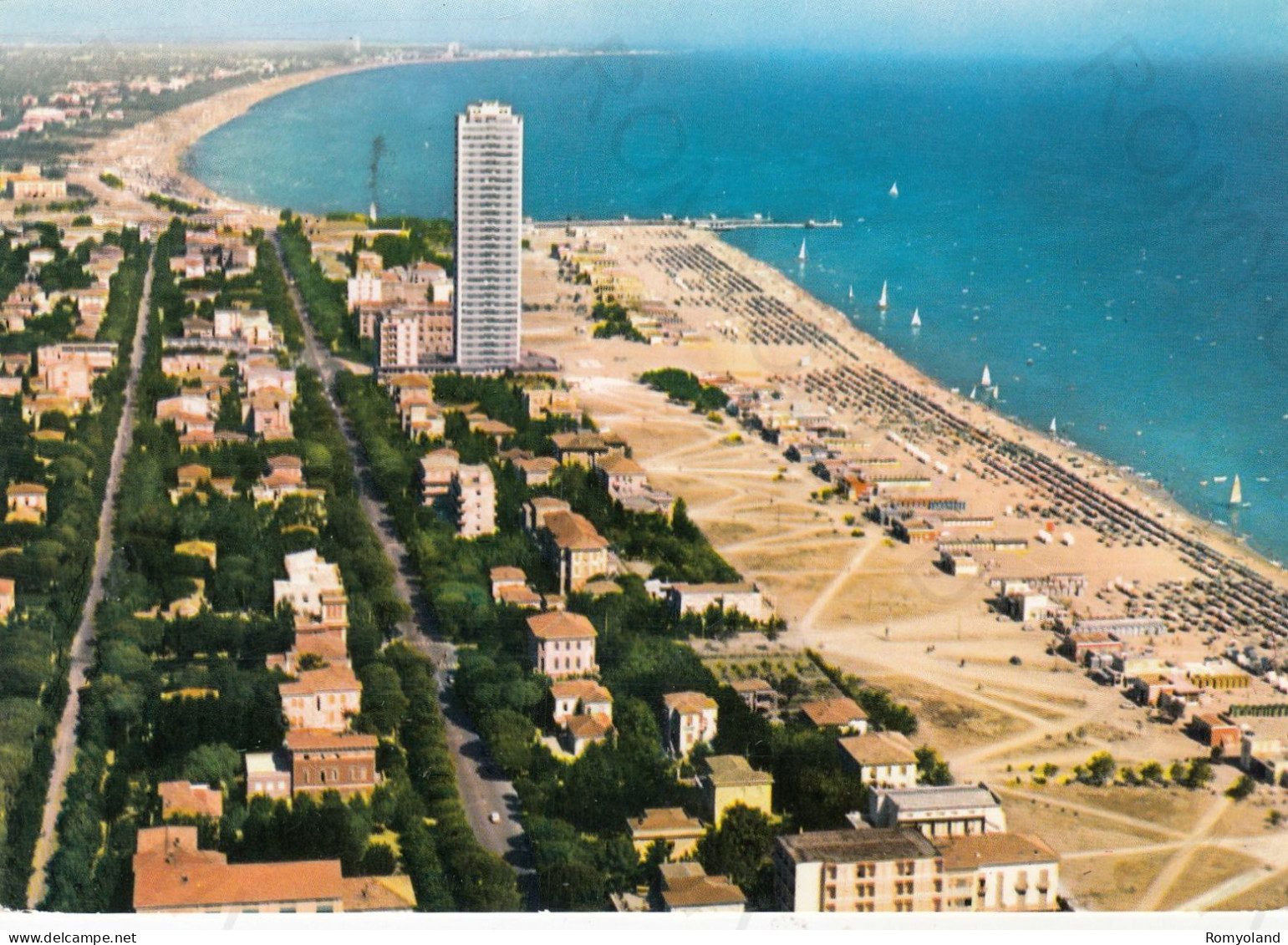 CARTOLINA  CESENATICO,CESENA,EMILIA ROMAGNA-DALL'AEREO-PANORAMA-MARE,VACANZA,BARCHE A VELA,BELLA ITALIA,VIAGGIATA 1963 - Cesena