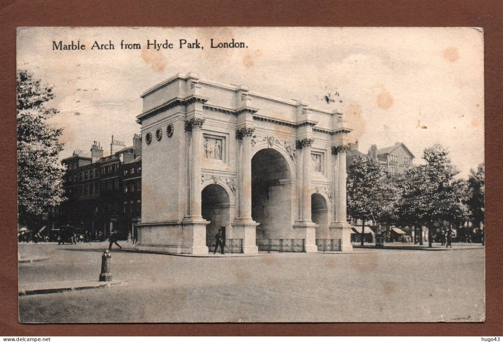 (RECTO / VERSO) LONDON EN 1930 - MARBLE ARCH FROM HYDE PARK - BEAU TIMBRE - CPA - Hyde Park