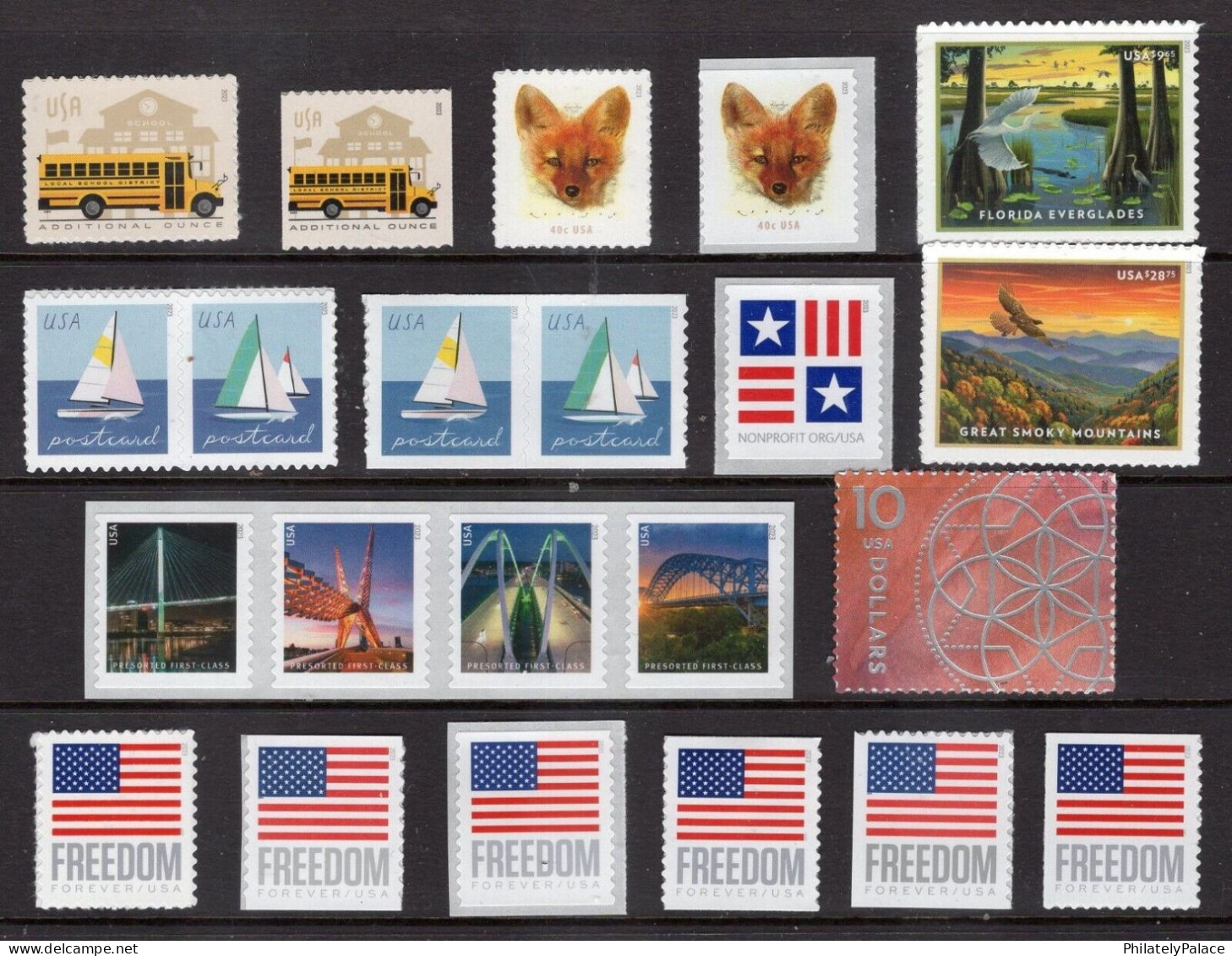 USA 2023 Year Set Pack,136 Stamps,Endangered,Waterfall,Christmas,Flag,Fox,Cat, Bus,Boat,Architecture ,MNH(**) - Neufs