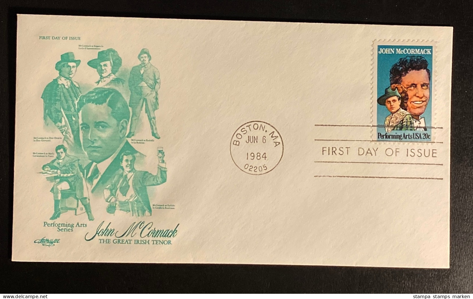 USA 1984 John Mc Cormack Mi.1699 FDC Schmuckkuvert Gestempelt/o Boston - Lettres & Documents